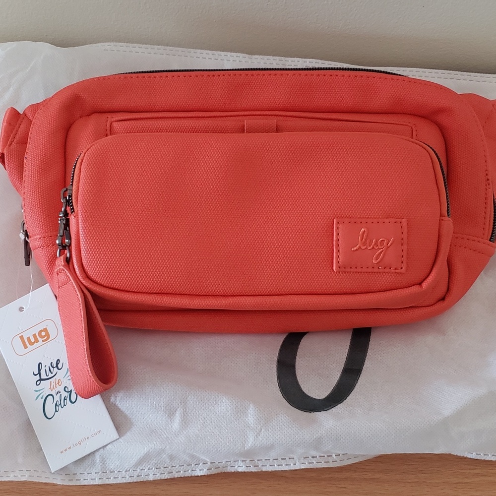 NEW Lug Hitch Matte Luxe Vegan Leather Belt Bag Papaya